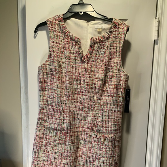 Womens Tahari size 8 pink/tan weave sleeveless dress - Picture 1 of 6
